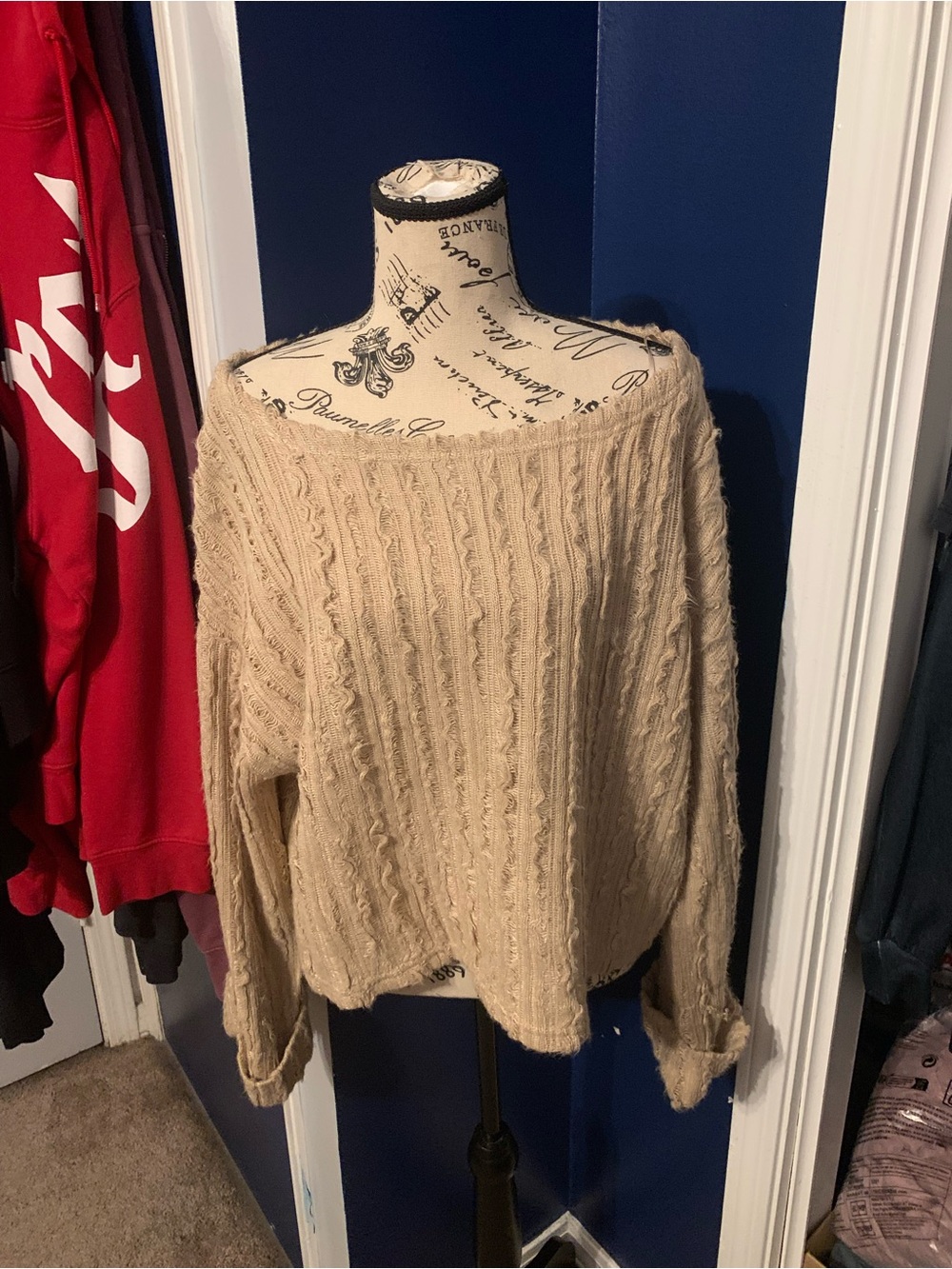 Forever 21 Cream Cable-Knit Off-the-Shoulder Sweater